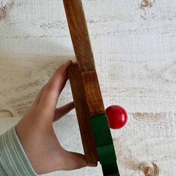 Vintage Hand Painted Wood Rudolph the Reindeer Wall Hanger with Music Box - Picture 5 of 9